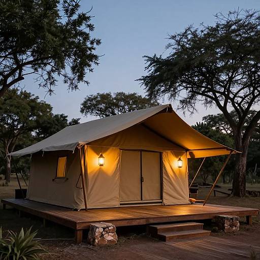 Luxurious Safari Tents at Twilight