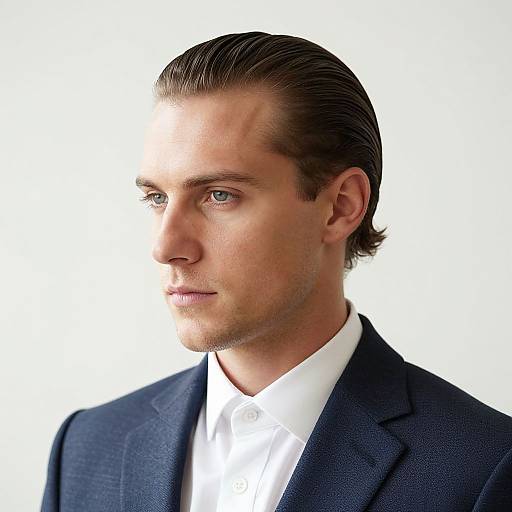 Classic Slick Back Portrait of European Man