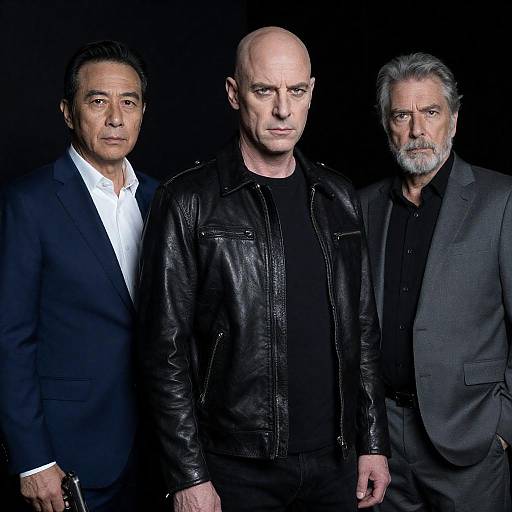 Three Men in a Dimly Lit Scene