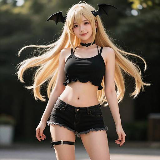 Realistic Blonde Vampire Girl Pose