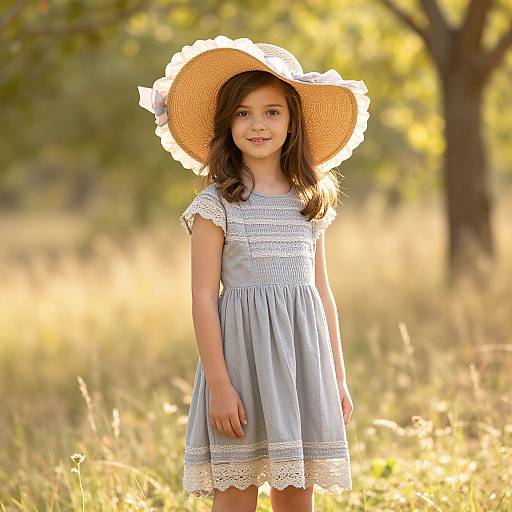 Young Girl in Elegant Meadow Dress