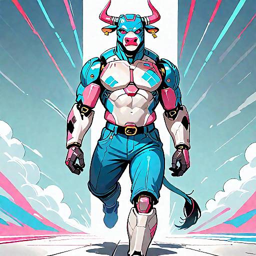 Muscular Robot Cattle Running Solo