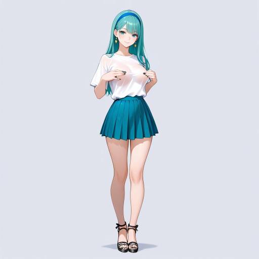 Teal-Haired Lady in Stylish Outfit Teal-Haired Lady in Stylish Outfit