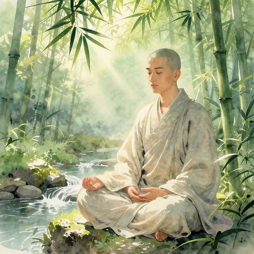 Zhan Meditating in Bamboo Forest