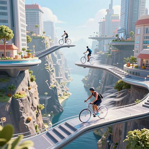 Futuristic Cyberpunk Floating Cityscape