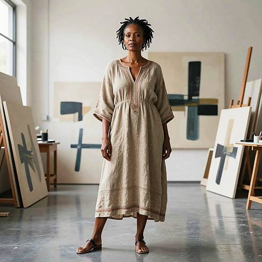 East African Woman in Artistic Studio