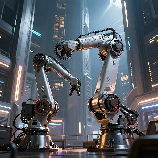 Kuka Robot Arm in Futuristic City