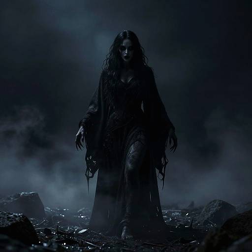 Demonic Woman Emerging from Darkness