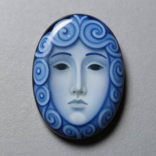 Art Nouveau Blue Woman Mask Cabochon