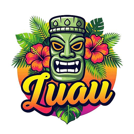Vibrant Luau Logo with Tropical Elements