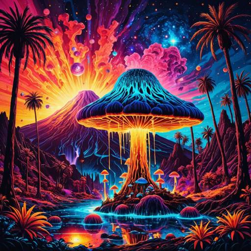 Psychedelic Melting Mushroom Forest on Glowing Bismuth Planet Psychedelic Melting Mushroom Forest on Glowing Bismuth Planet