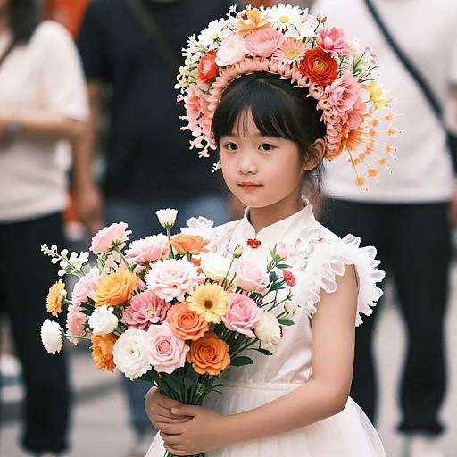 Young Girl with Floral Bouquet