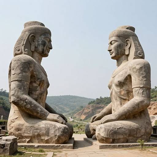 Colossal Stone Giants in Serene Valley