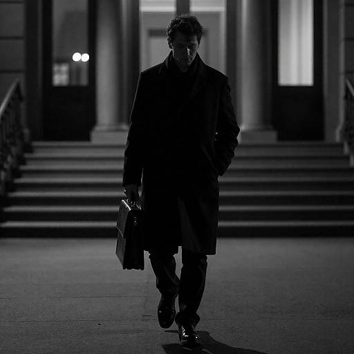 Solitary Man in Shadows at Night