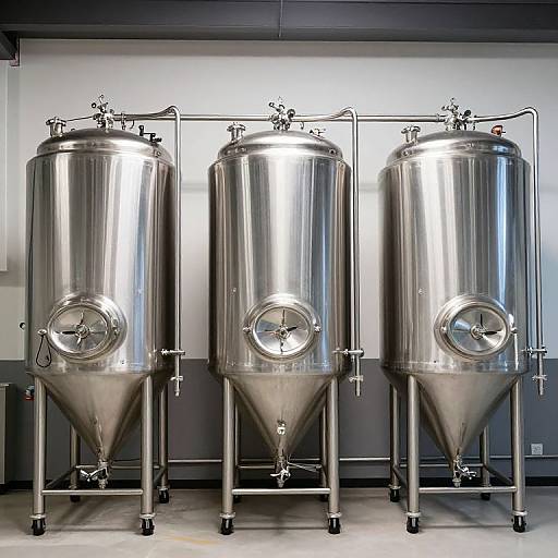 Stainless Steel Conical Fermenters in Brewery