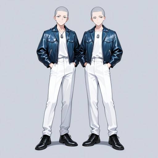 Identical Twin Boys in Stylish Outfits