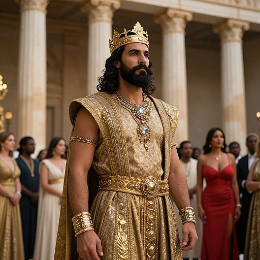 Majestic King Before Ancient Columns