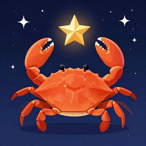 Whimsical Cancer Zodiac Crab Illustration