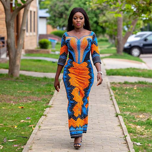 Vibrant African Print Gown Walk