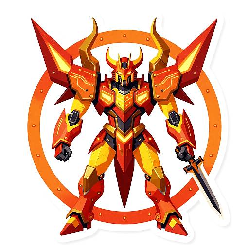 Futuristic Mech-Demon Sigil Badge