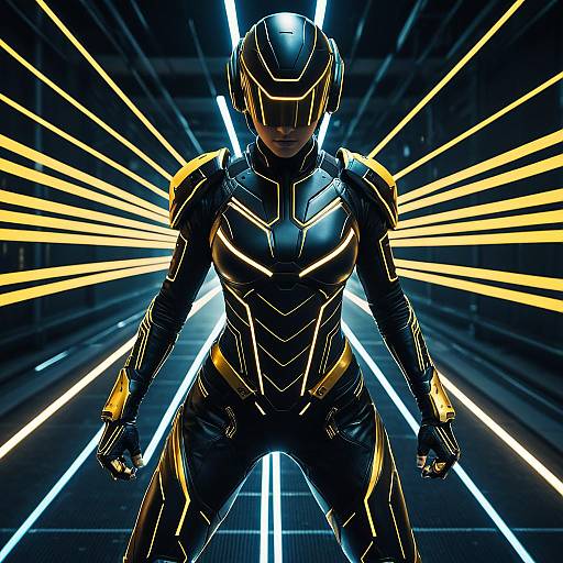 Female Cyber-Athlete in Futuristic AR Suit