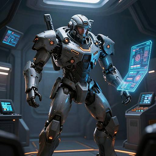 Terran Mecha Pilot in Cyberpunk Cockpit