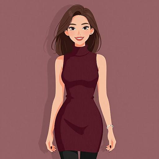 Chic Woman in Burgundy Sweater