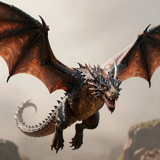 Majestic Feral Dragon in Flight