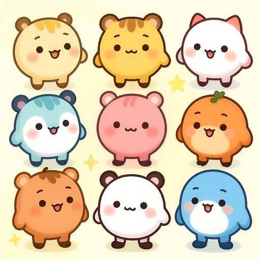 Whimsical Cartoon Characters in Vibrant Colors