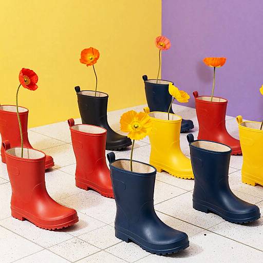 Colorful Rubber Boots and Poppies