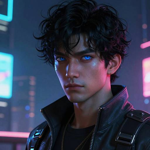 Cyberpunk Male Character with Neon Glow