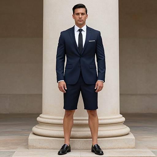 Man in Suit and Shorts Fashion