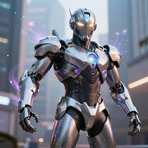AI Superhero in Advanced Exoskeleton Armor