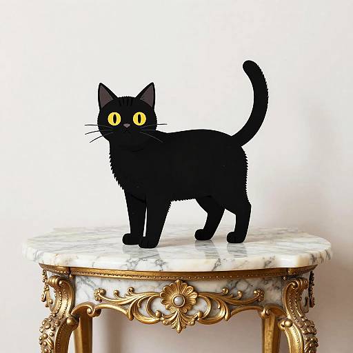 Baroque Black Cat Illustration