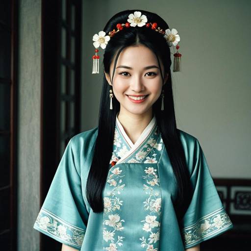 Elegant Woman in Tall Chinese Attire