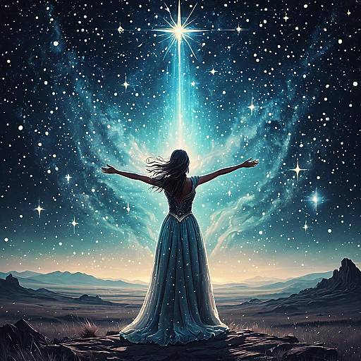 Ethereal Seeress Among Celestial Stars