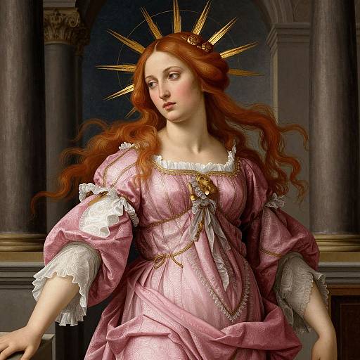 Renaissance Woman with Golden Halo