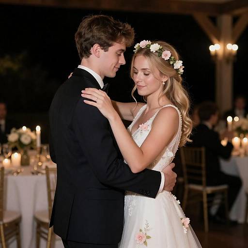 Candlelit Wedding Dance with Floral Bride