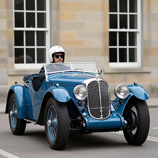 Vintage Blue Roadster by Stone Building