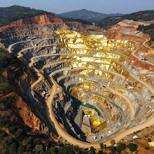 Aerial View of Vibrant Gold Mine