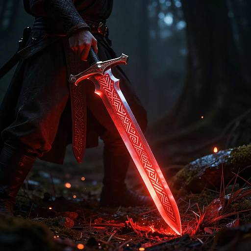 Warrior with Glowing Red Sword