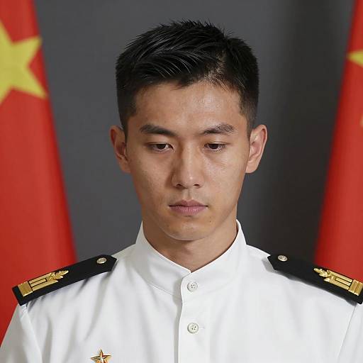 Serious Male in Military Uniform Portrait