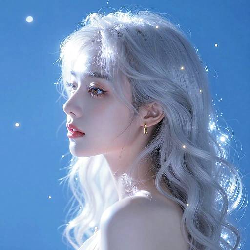 Radiant Silver-Haired Woman in Profile