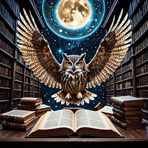 Cosmic Owl in Celestial Library