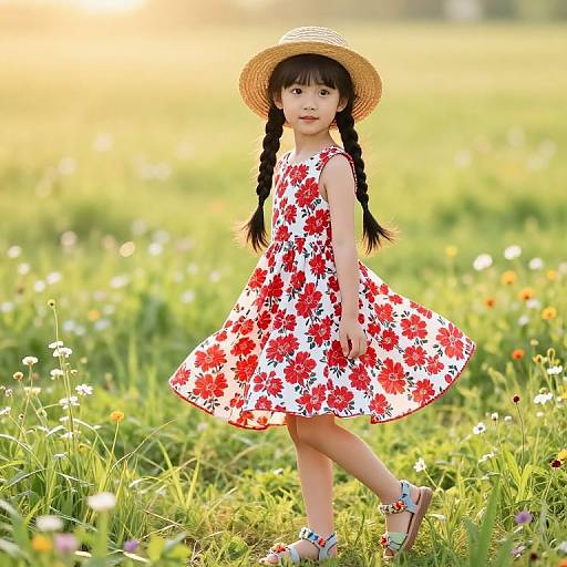 Young Girl in Floral Meadow
