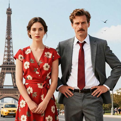 Romantic Parisian Scene with Couple