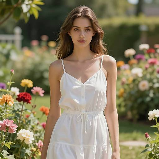 Beautiful Woman in Vibrant Garden Scene