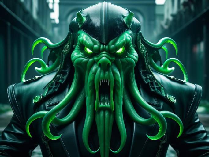 Futuristic Cthulhu with Tentacles and Leather Jacket