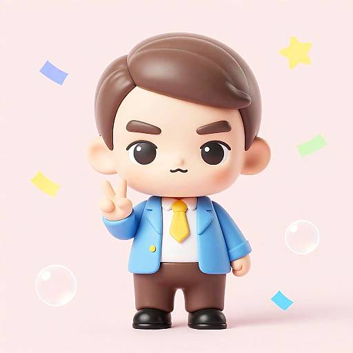 Kawaii Chibi Figure with Playful Expression
