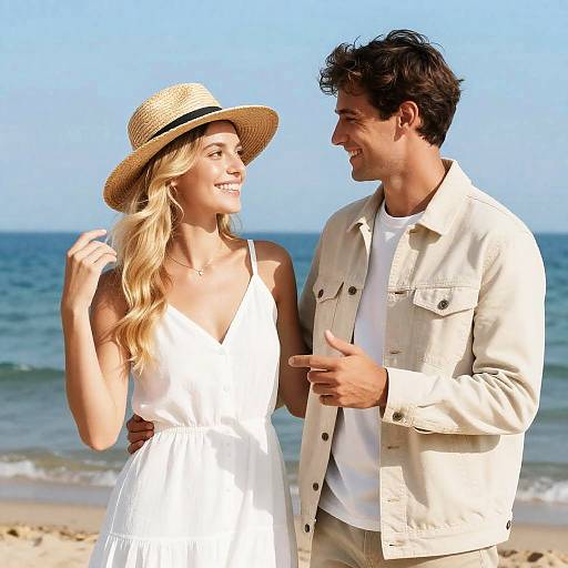 Beachside Love: A Joyful Couple's Moment